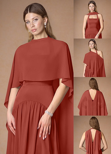 front Azazie Matching Color Chiffon Multiway Cape 0