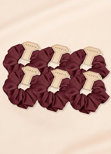 front Six-Piece Bridesmaid Stretch Satin Over Size Scrunchie Set