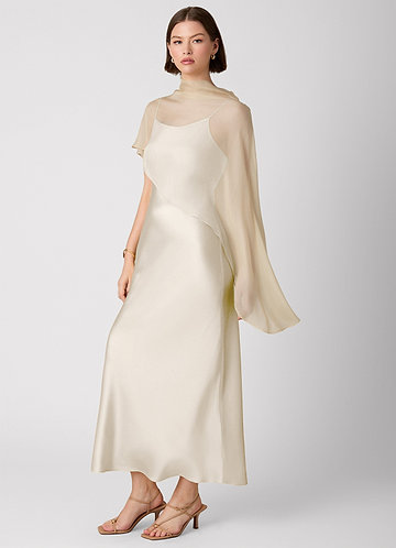 Crystle White Alabaster 100% Washable Silk Maxi Dress image1