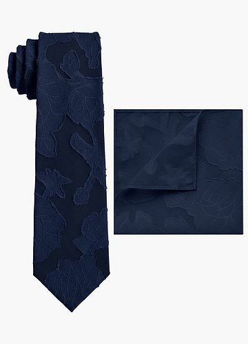 front Floral Burnout Wide Tie and Pocket Square Set