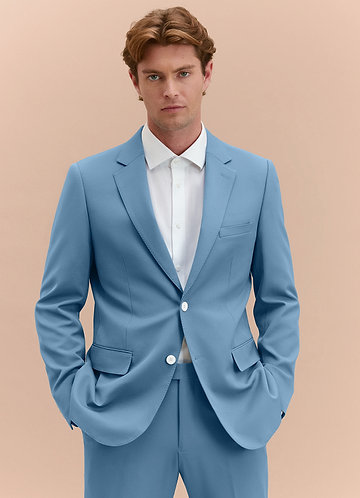 front James Steel Blue Structured Stretch Suit Jacket