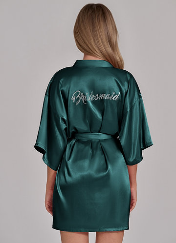 front Bridemaids Satin Rhinestone Robe