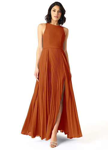 bridesmaid satin dress with sleeves LA Divine main image 0