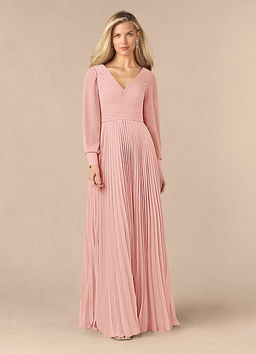 Azazie Zina Mother of the Brides Dresses Rosette A-Line Pleated Chiffon Dress image1