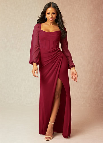 Charissa Merlot Long Sleeves Maxi Dress image1