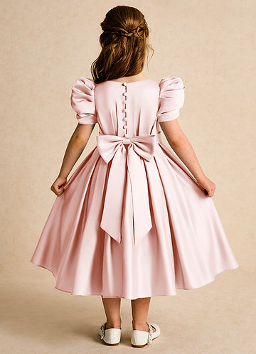 Azazie Miriam Abiti da Ragazza di Fiori Abito Principessa in Raso Opaco Plissettato Rosa Rossore image1