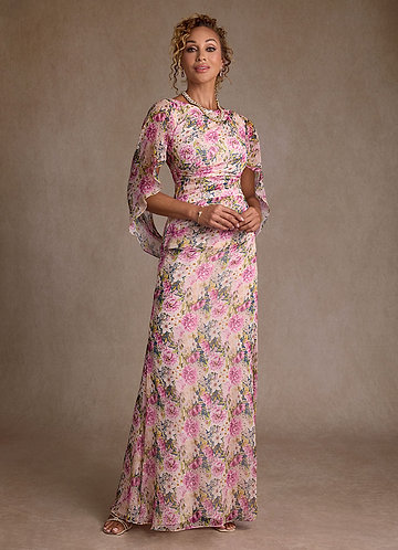 Azazie Belladonna Mother of the Brides Dresses Lavender Floral Mermaid Pleated Chiffon Dress image1