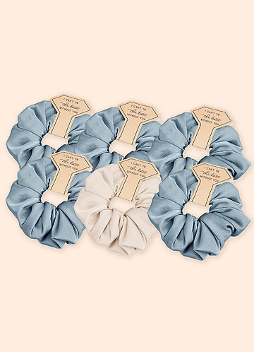 front Six-Piece Mixed Color Bridesmaid Stretch Satin Over Size Scrunchie Set