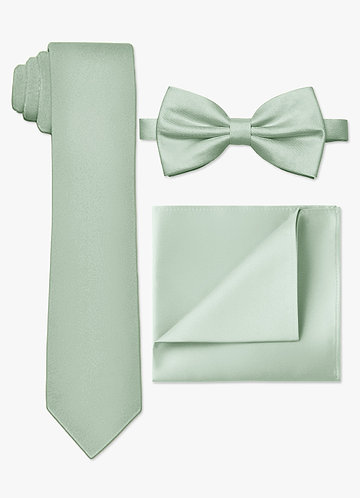 front Ensemble cravate fine, nœud papillon et pochette en satin mat