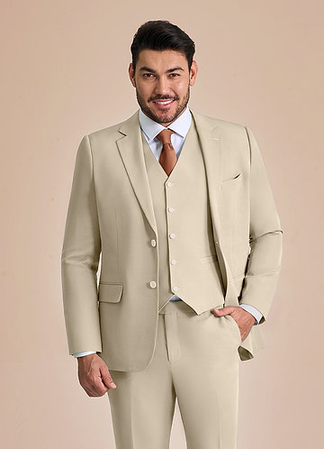 front James Tan Structured Stretch Suit Jacket