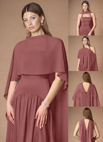 front Azazie Matching Color Chiffon Multiway Cape