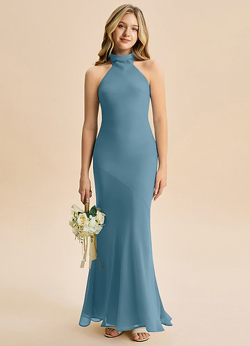 Azazie Velli Junior Klä av Sjöjungfru i Chiffong Hög hals image1