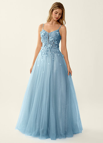 Briseis Sky Blue Lace Corset Lace Up Back Tulle Prom Dress image1