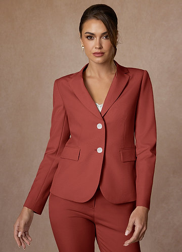 front Whitney Terracotta Structured Stretch Blazer