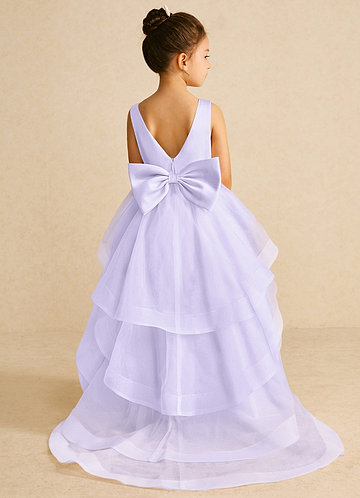 Azazie Pumpkin Flower Girl Dresses Lilac A-Line Convertible Tulle Dress image1