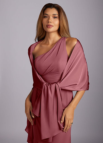 front Azazie Aleena Stretch Satin Shawl