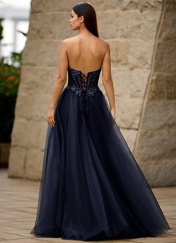 Brilliance Navy Glitter Prom Dress image1