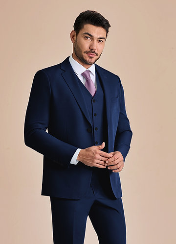 front James Blue Structured Stretch Suit Jacket