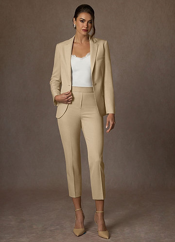 front Kennedy Champagne Structured Stretch Pants Suit