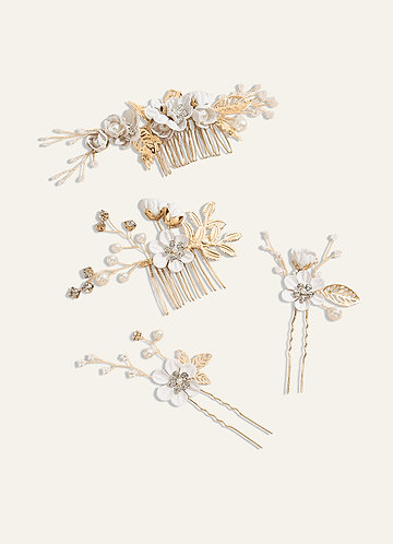 front Blå blommigt hår kam set