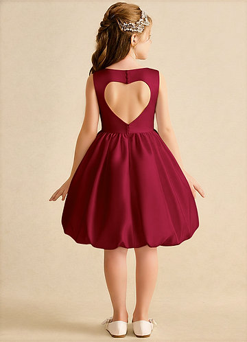 Azazie Nirvana Robes de Fillette d'Honneur Robe Princesse en Mat Satiné Rayé Bourgogne image1