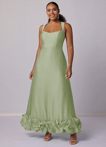 Barbie ♥ Azazie Bridesmaid Dresses A-Line Stretch Satin Ankle-Length Dress with Pockets image1 0