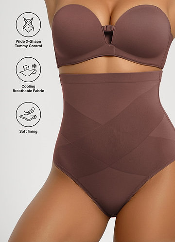 front X-Shaped Tummy Control High Waist Stretch Shaping Thong