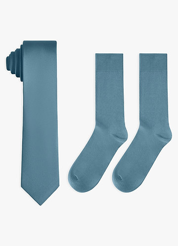 front Bijpassende set van stretch satijnen skinny stropdas en katoenen sokken