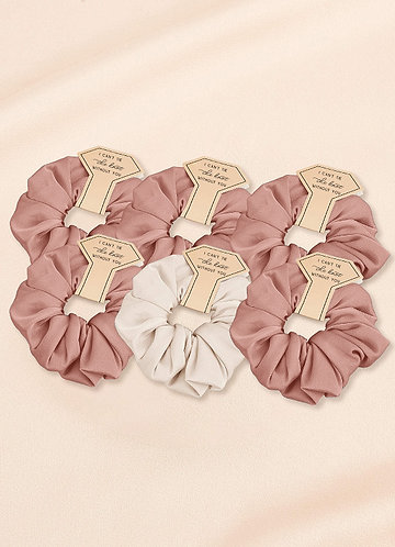 front Matching Color Mixed Color Bridesmaid Stretch Satin Over Size Scrunchie Set