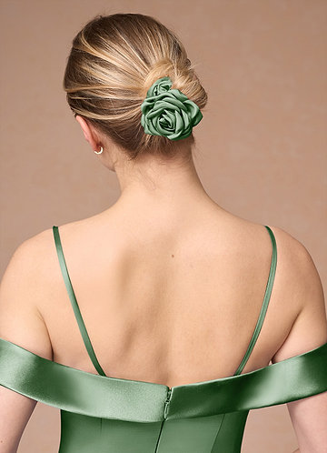 front Matching Color Matte Satin Rose Scrunchie