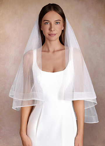 front Richelle Hip Length Veil With Blusher