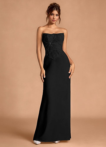 white christmas dresses Lace-Up Open-Back Long Black Prom Dress with Glitter Black / 2