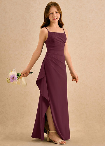 Cannoli Girls Formal Flower Girl Dresses Cabernet A-Line Pleated Chiffon Dress image1