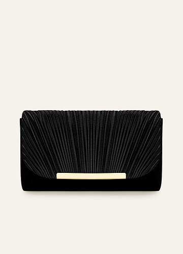 front Satin Pleated Envelope Clutch