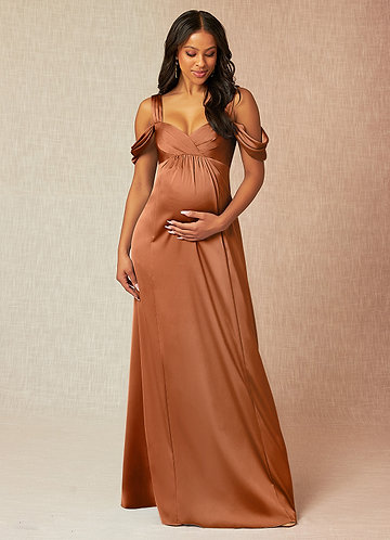 Azazie Rhea Stretch Satin Dress Maternity Bridesmaid Dresses  image1