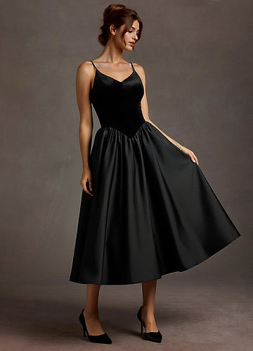 Robe Mi-Longue Noir Ravena front