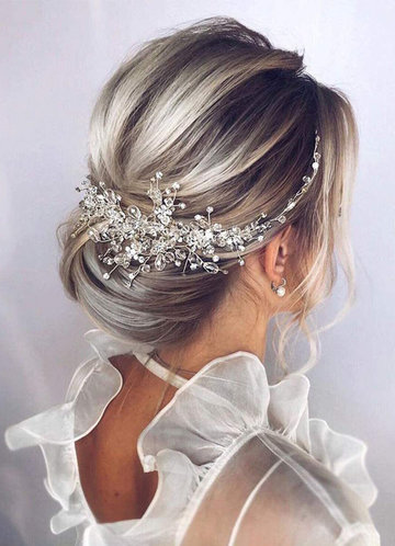 Bridal Crystal Pearl Flower Hair Clip Hair Jewelry Wedding`Hair Accessory`LKRFS