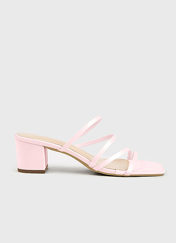 front Matching Color Matte Satin Strap Low Heel Sandals