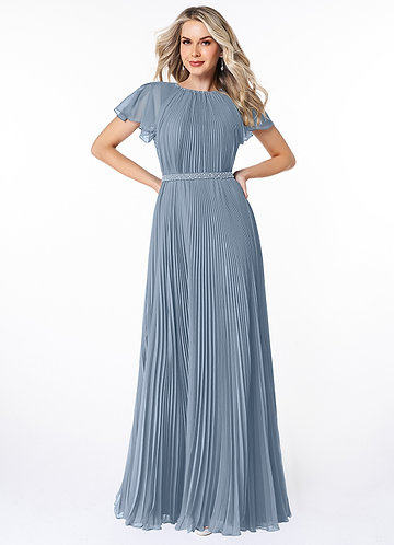 Dusty blue clearance dress modest