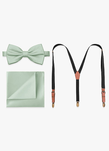 front Matching Bow Tie & Pocket Square & Suspenders Set