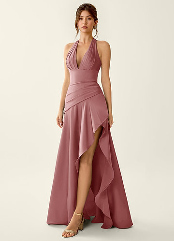 Titania Rosa Antico Abito da ballo in raso con scollo a V e volant image1