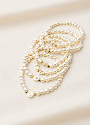 front Initial Letter Pearl Bracelet