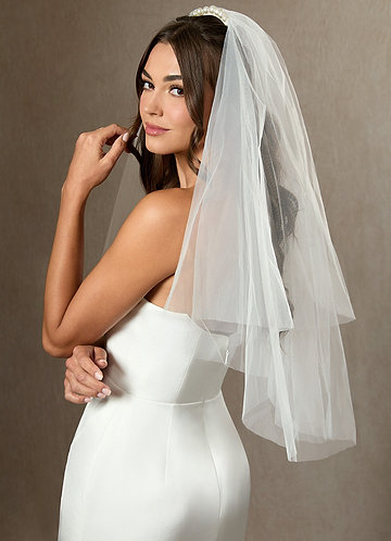 front Pearl Row Waist Length Layered Veil