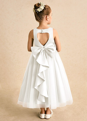 Azazie Solia Robes de Fillette d'Honneur Robe Princesse en Tulle Arc Ivoire image1