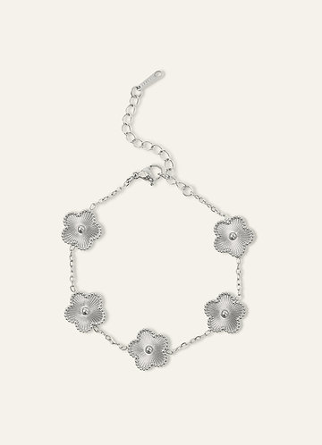 front 18K Gold Plated Stainless Steel Five-Leaf Clover Charm Bracelet