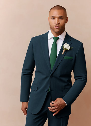 front Savile Teal Wool Blend Suit Jacket 0