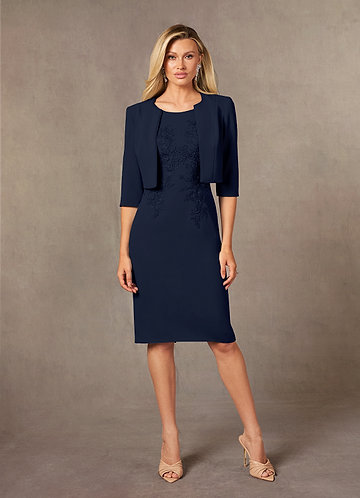 Azazie Ryne Robe Mère de la Mariée & du Marié Robe Fourreau en Dentelle Bleu Marine Foncé image1