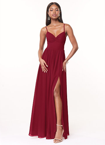 High neck best sale burgundy bridesmaid dress