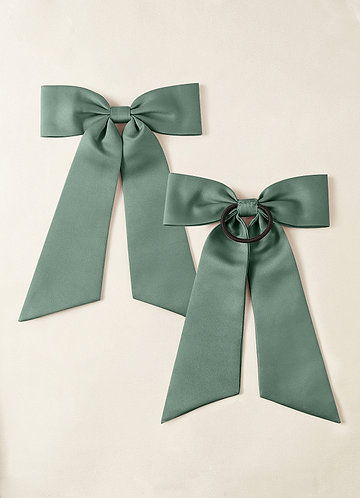 front Matching Color Matte Satin Bow Hair Tie Set