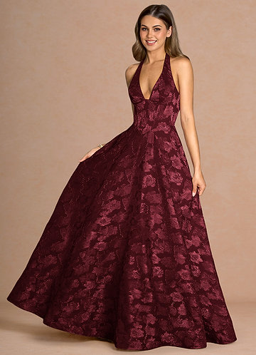 Isabeau Wine Maxi Dress front